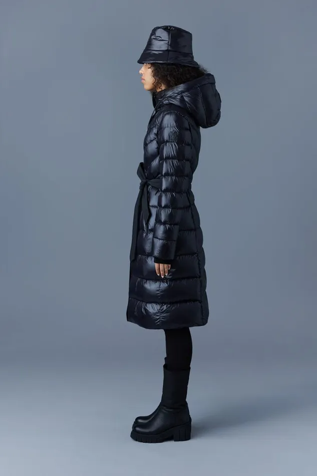 Downs and Jackets Women Mackage CORALIA Down Coat With Hood And Sash Belt Black