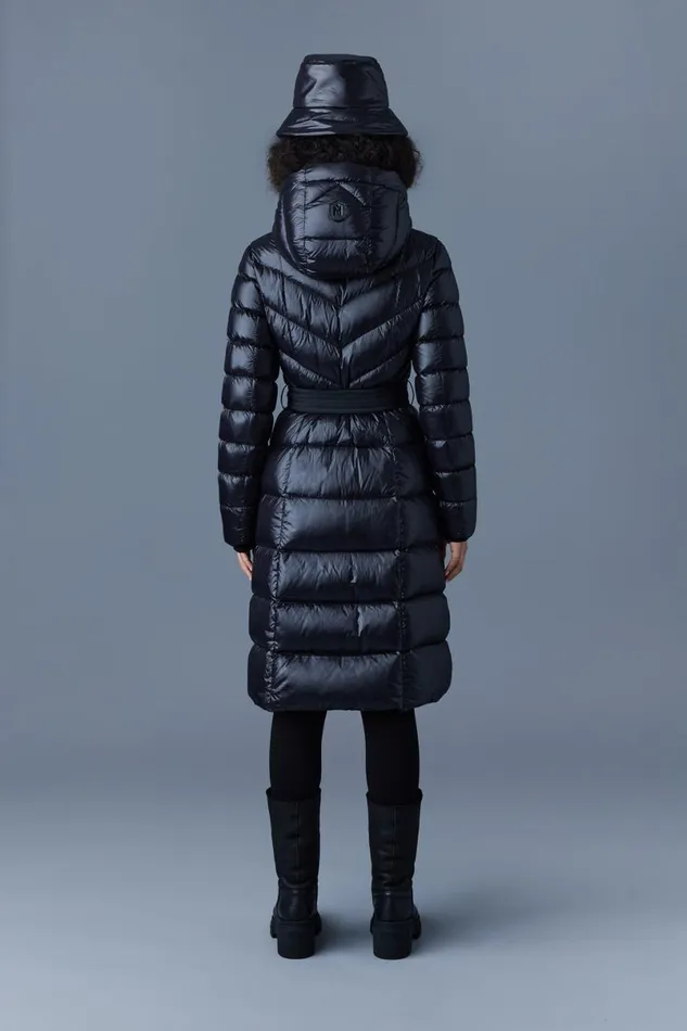 Downs and Jackets Women Mackage CORALIA Down Coat With Hood And Sash Belt Black
