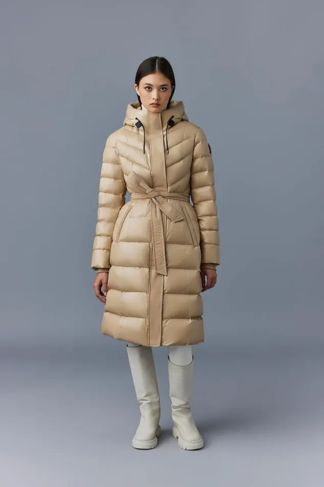 Downs and Jackets Women Mackage CORALIA Down Coat With Hood And Sash Belt Black