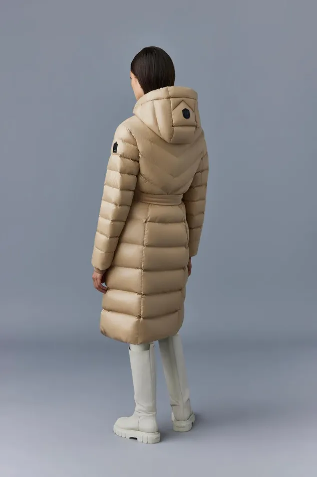 Downs and Jackets Women Mackage CORALIA Down Coat With Hood And Sash Belt Black