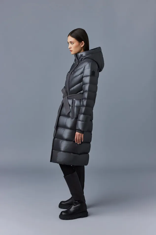Downs and Jackets Women Mackage CORALIA Down Coat With Hood And Sash Belt Black