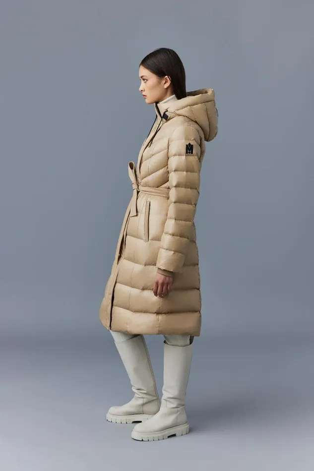 Downs and Jackets Women Mackage CORALIA Down Coat With Hood And Sash Belt Black