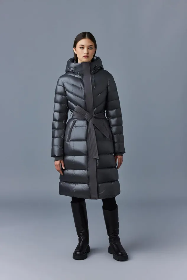 Downs and Jackets Women Mackage CORALIA Down Coat With Hood And Sash Belt Black
