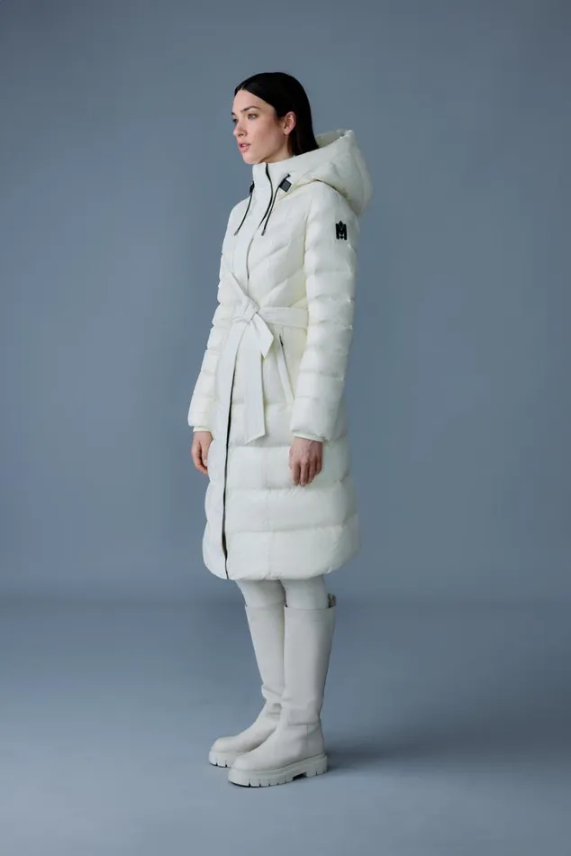 Downs and Jackets Women Mackage CORALIA Down Coat With Hood And Sash Belt Black