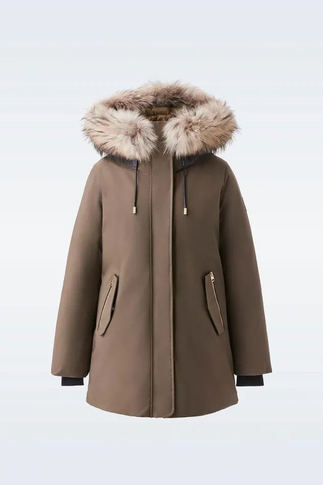 Downs and Jackets Women Mackage KINSLEE 2in1 Oversized Down Parka With Bib And Natural Fur Black