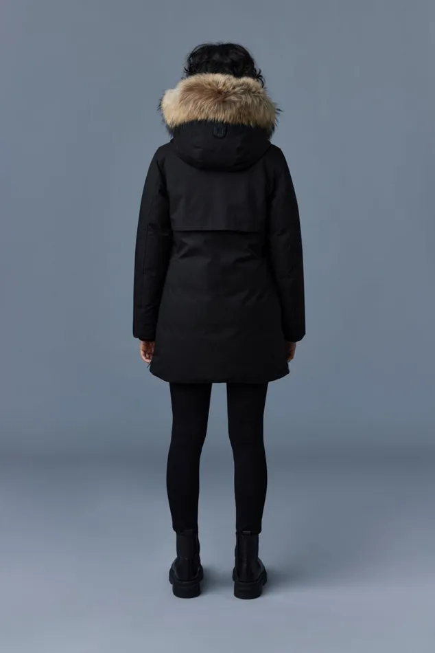 Downs and Jackets Women Mackage KINSLEE 2in1 Oversized Down Parka With Bib And Natural Fur Black