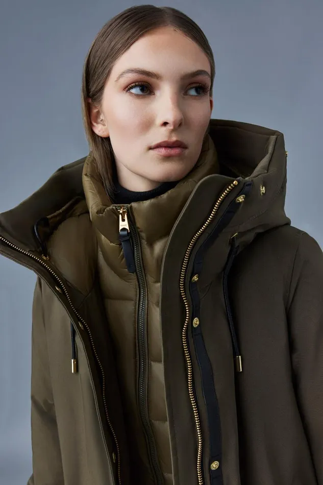 Downs and Jackets Women Mackage KINSLEE 2in1 Oversized Down Parka With Bib And Natural Fur Black