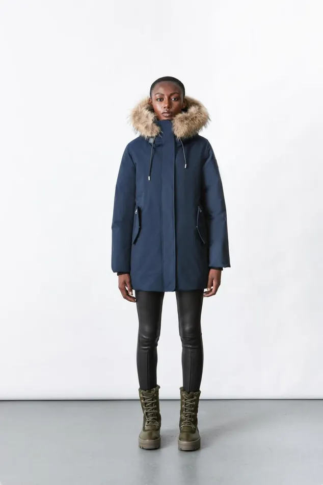 Downs and Jackets Women Mackage KINSLEE 2in1 Oversized Down Parka With Bib And Natural Fur Black