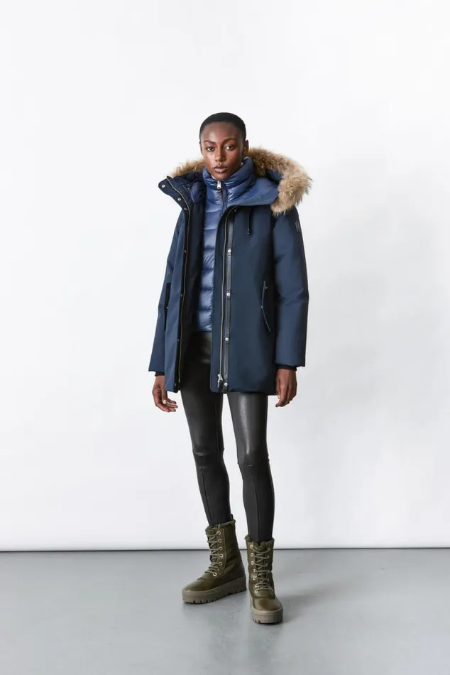 Downs and Jackets Women Mackage KINSLEE 2in1 Oversized Down Parka With Bib And Natural Fur Black