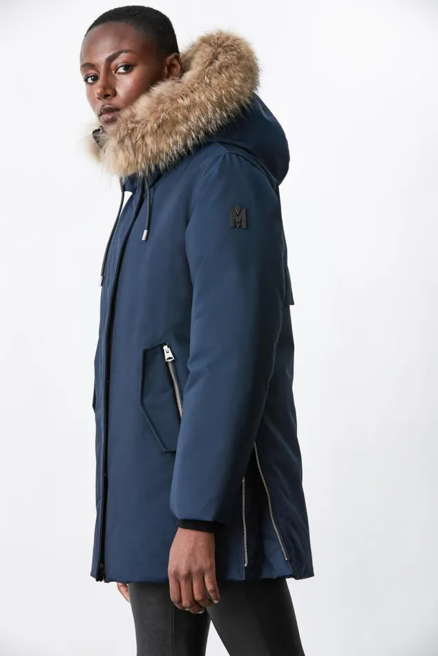 Downs and Jackets Women Mackage KINSLEE 2in1 Oversized Down Parka With Bib And Natural Fur Black