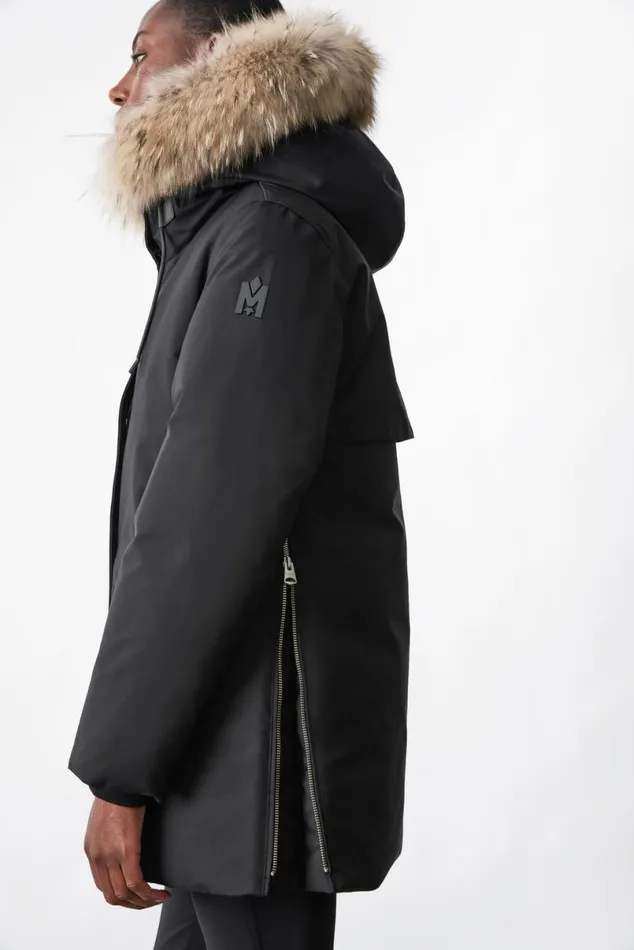Downs and Jackets Women Mackage KINSLEE 2in1 Oversized Down Parka With Bib And Natural Fur Black