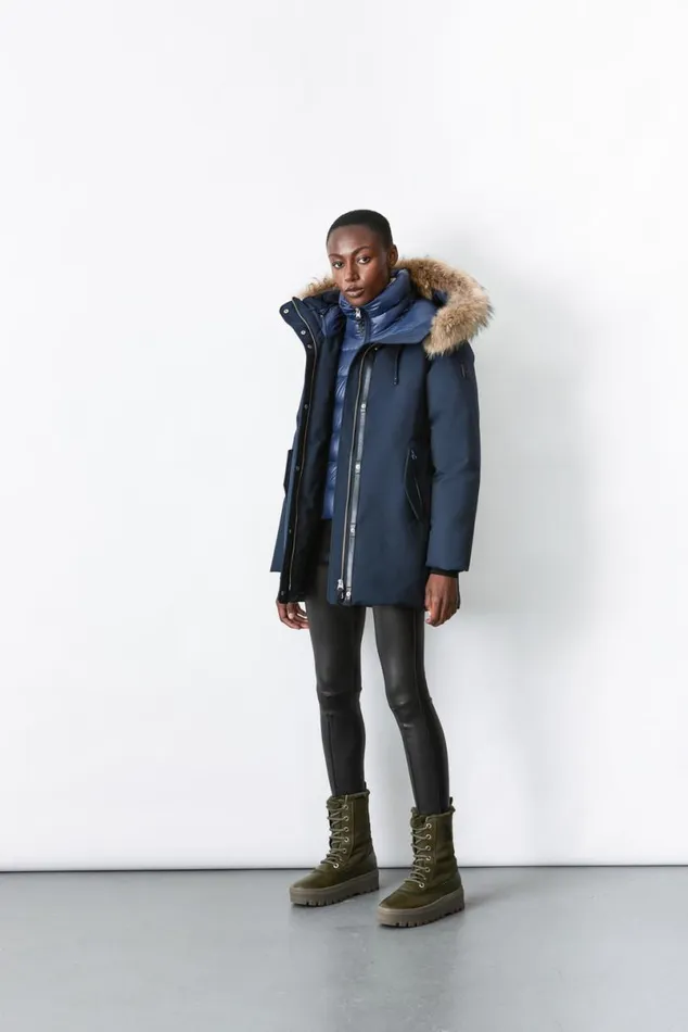 Downs and Jackets Women Mackage KINSLEE 2in1 Oversized Down Parka With Bib And Natural Fur Black