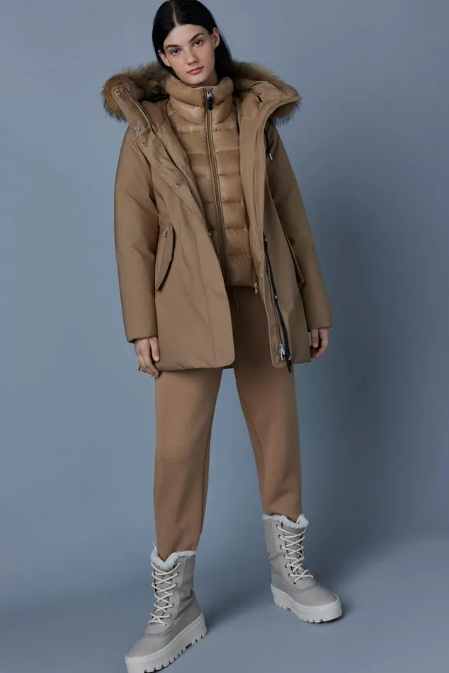 Downs and Jackets Women Mackage KINSLEE 2in1 Oversized Down Parka With Bib And Natural Fur Black