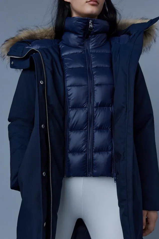 Downs and Jackets Women Mackage SHILOH 2IN1 Fitted Down Coat With Removable Bib And Natural Fur Black