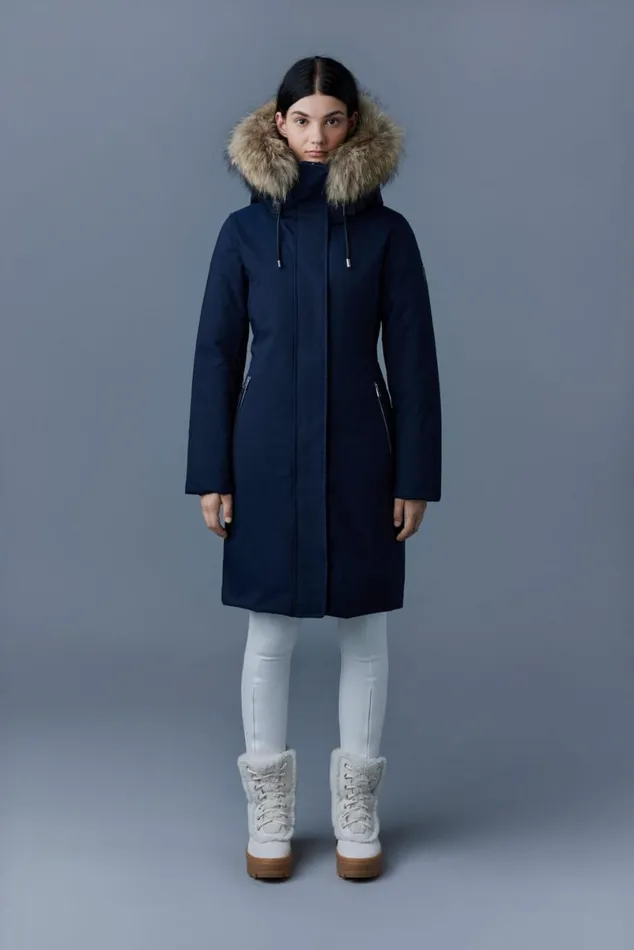 Downs and Jackets Women Mackage SHILOH 2IN1 Fitted Down Coat With Removable Bib And Natural Fur Black