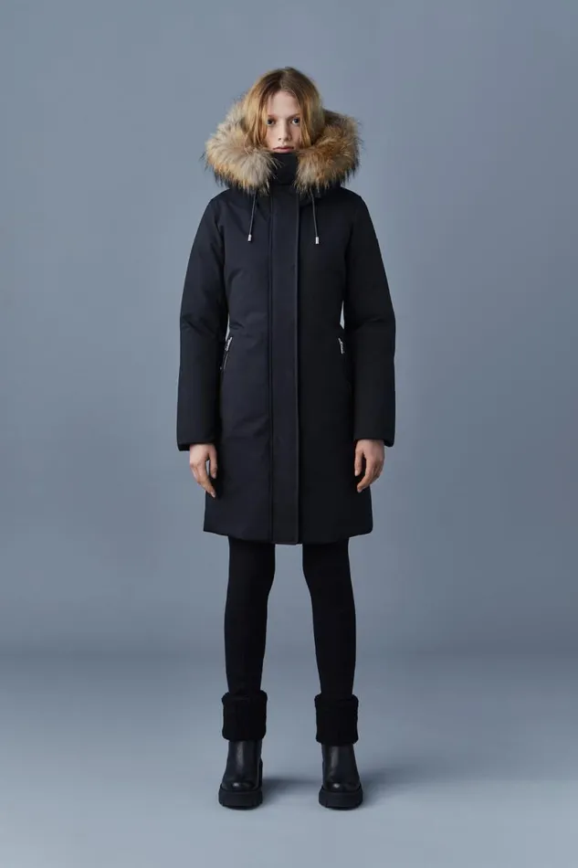 Downs and Jackets Women Mackage SHILOH 2IN1 Fitted Down Coat With Removable Bib And Natural Fur Black