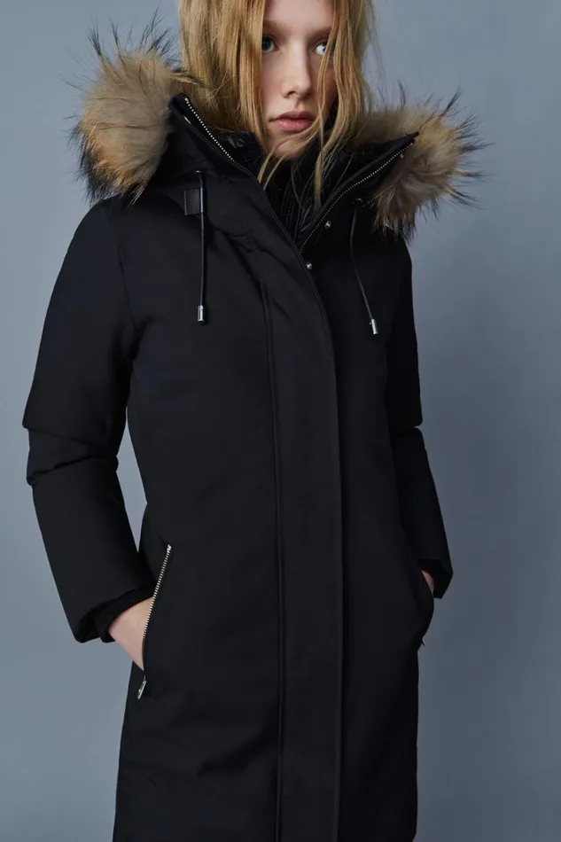Downs and Jackets Women Mackage SHILOH 2IN1 Fitted Down Coat With Removable Bib And Natural Fur Black