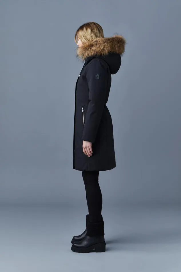 Downs and Jackets Women Mackage SHILOH 2IN1 Fitted Down Coat With Removable Bib And Natural Fur Black