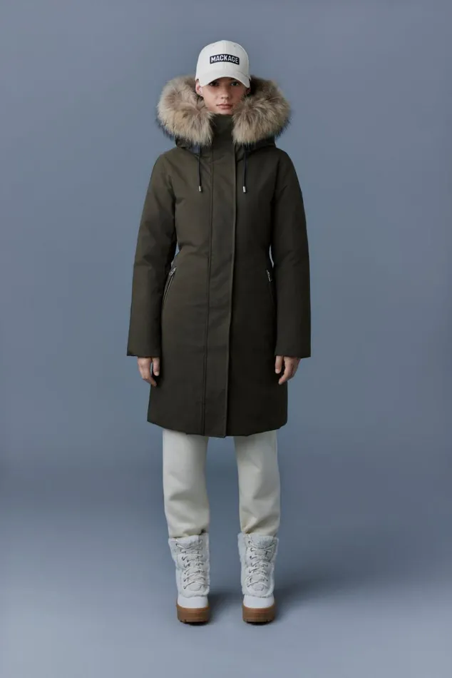 Downs and Jackets Women Mackage SHILOH 2IN1 Fitted Down Coat With Removable Bib And Natural Fur Black
