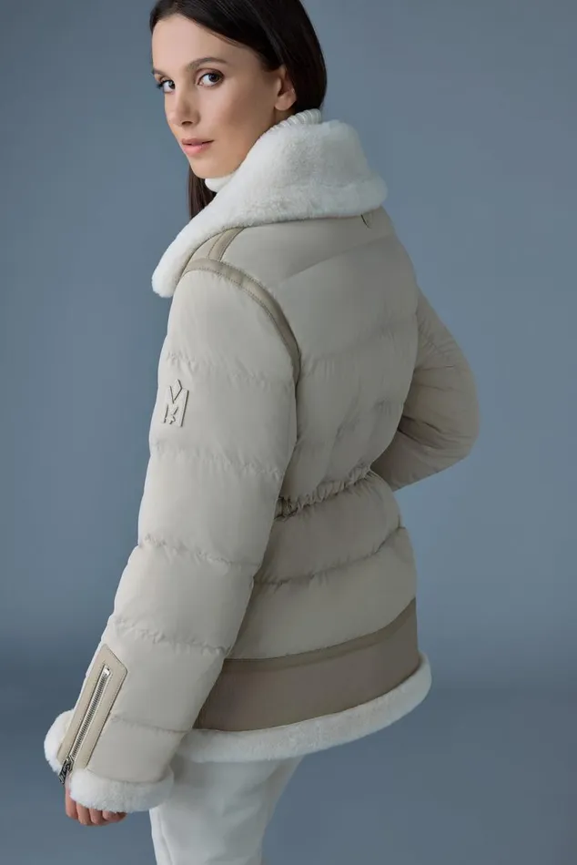 Downs and Jackets Women Mackage VANNA Mixedmedia Shearling Down Jacket Black