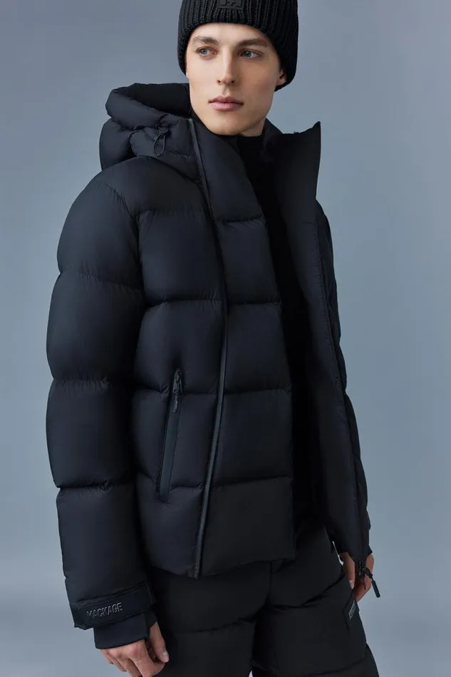 Downs and Parkas Men Mackage KENJI Down Ski Jacket With Asymmetrical Zip Closure Black Downs and Parkas Men Mackage KENJI Down Ski Jacket With Asymmetrical Zip Closure Black