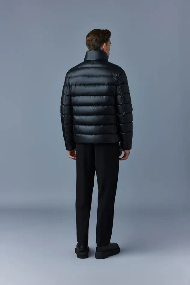 Downs and Parkas Men Mackage RYAN Leather Down Jacket With Stand Collar Black