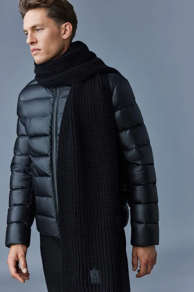Downs and Parkas Men Mackage RYAN Leather Down Jacket With Stand Collar Black