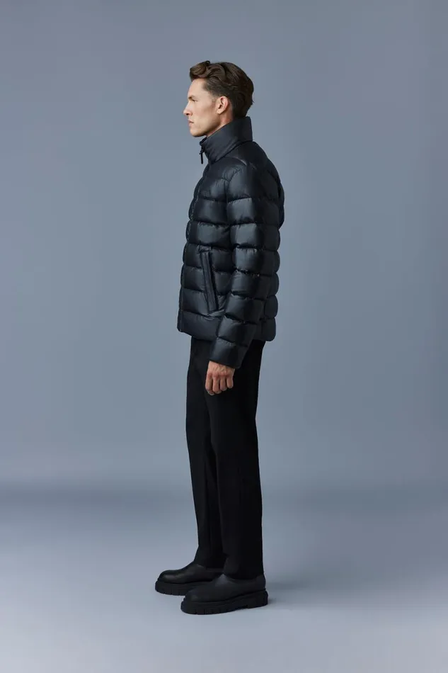 Downs and Parkas Men Mackage RYAN Leather Down Jacket With Stand Collar Black
