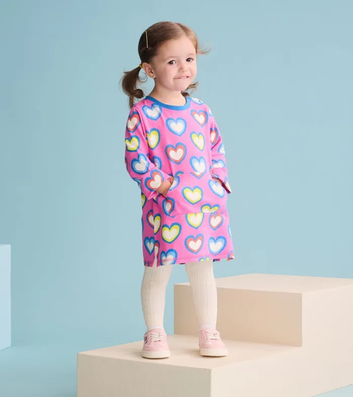 Dresses Baby and Toddler Hatley Baby and Toddler Girls Big Groovy Heart Terry Dress