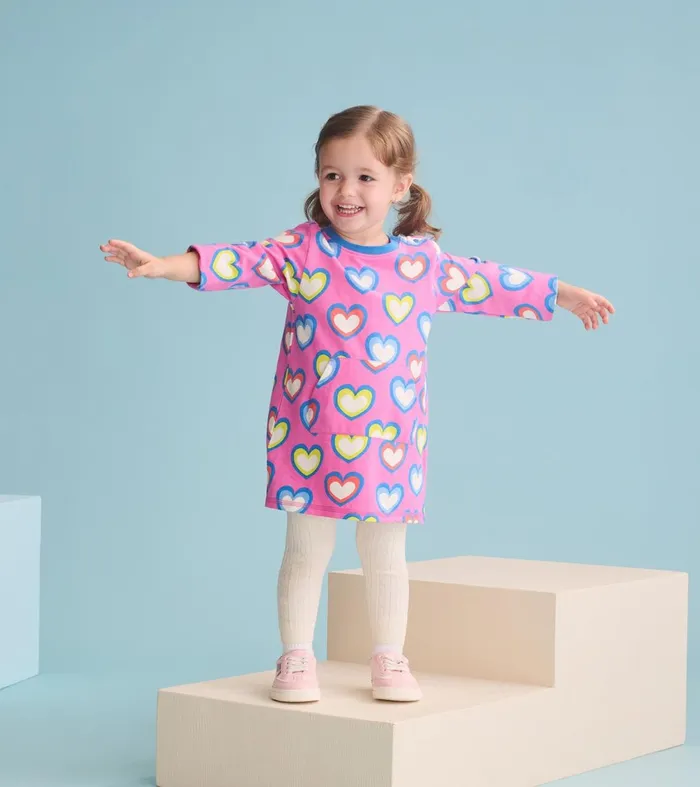 Dresses Baby and Toddler Hatley Baby and Toddler Girls Big Groovy Heart Terry Dress