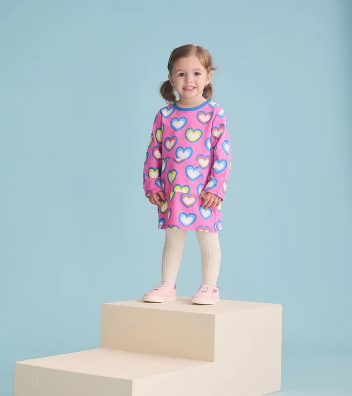 Dresses Baby and Toddler Hatley Baby and Toddler Girls Big Groovy Heart Terry Dress