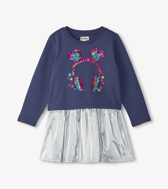 Dresses Girls Hatley Girls Headphones Dropped Waist Dress