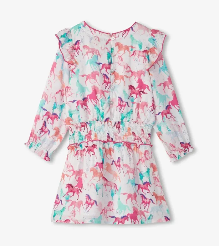 Dresses Girls Hatley Girls Pretty Horses Smocked Waist Dress