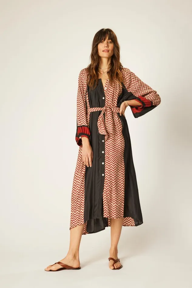 Dresses Shop Natalie Martin ALEX MIDI Block Zigzag Noire