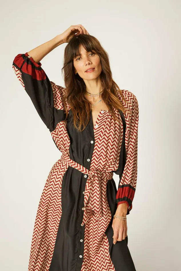 Dresses Shop Natalie Martin ALEX MIDI Block Zigzag Noire