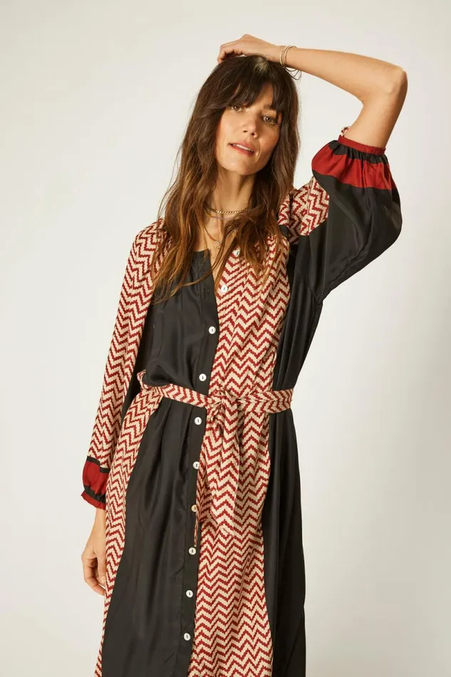 Dresses Shop Natalie Martin ALEX MIDI Block Zigzag Noire