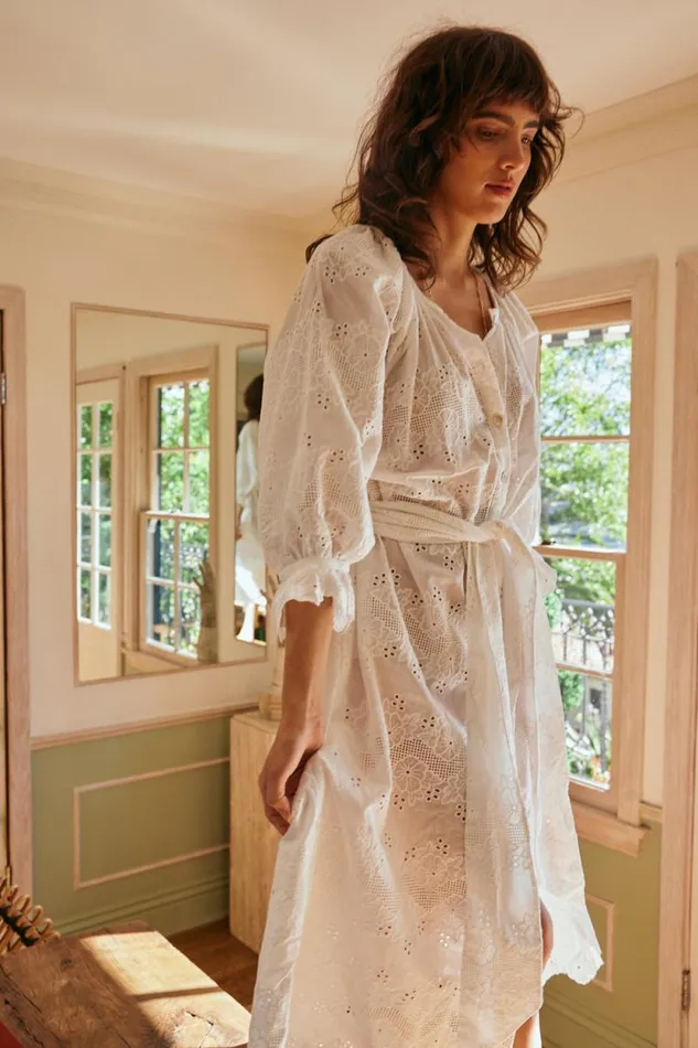 Dresses Shop Natalie Martin ALEX MIDI DRESS WITH SASH Geranium Milk