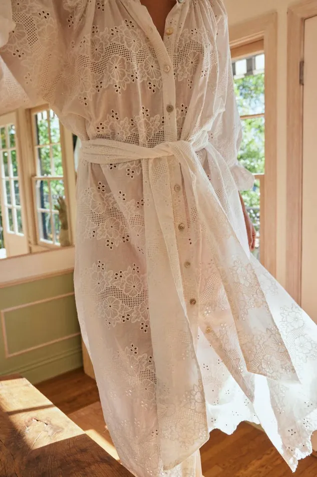 Dresses Shop Natalie Martin ALEX MIDI DRESS WITH SASH Geranium Milk