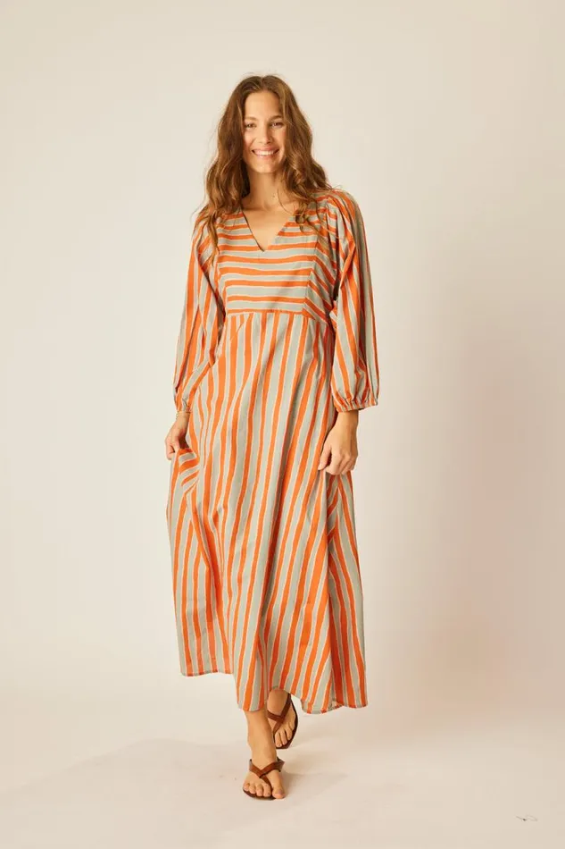 Dresses Shop Natalie Martin ALICE DRESS Batik Stripe Sage