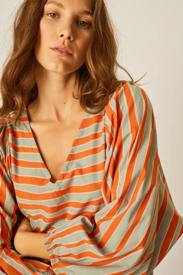 Dresses Shop Natalie Martin ALICE DRESS Batik Stripe Sage