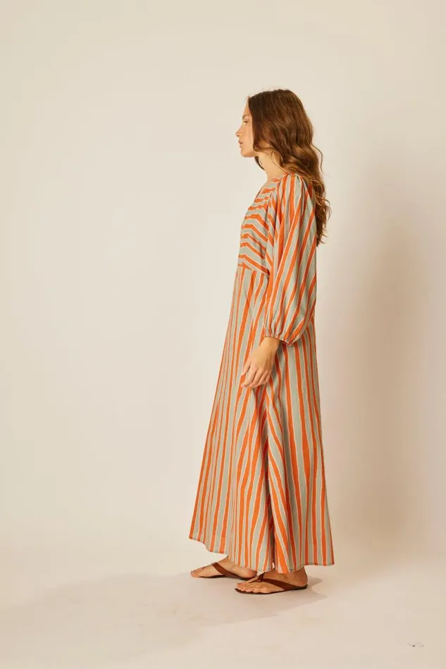 Dresses Shop Natalie Martin ALICE DRESS Batik Stripe Sage