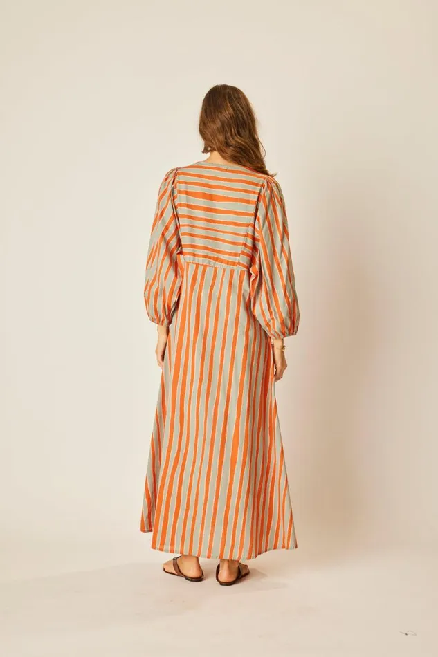Dresses Shop Natalie Martin ALICE DRESS Batik Stripe Sage