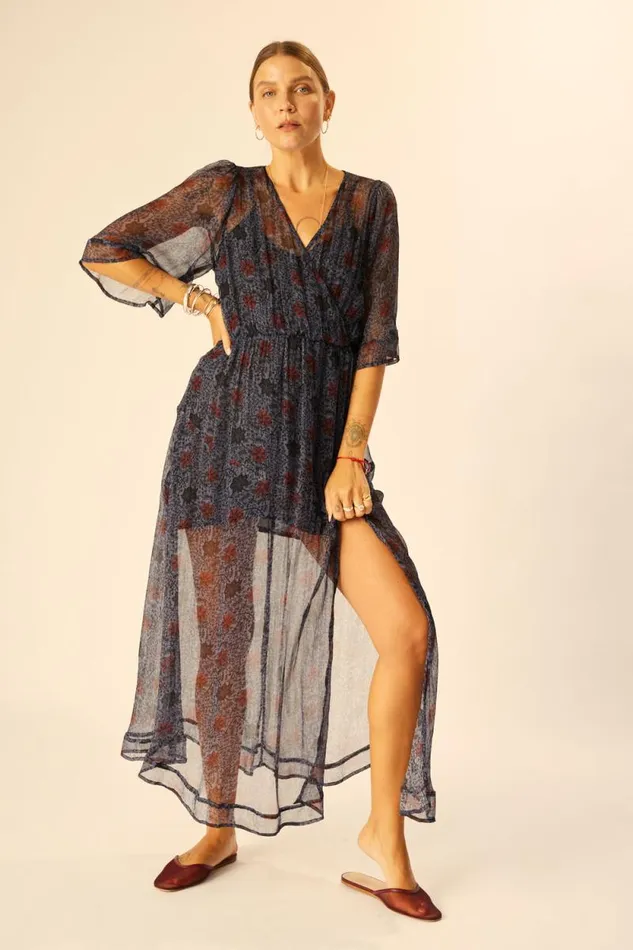 Dresses Shop Natalie Martin COCO MAXI Snowflake Steel Blue