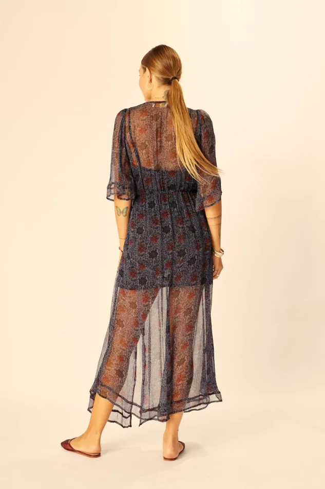 Dresses Shop Natalie Martin COCO MAXI Snowflake Steel Blue