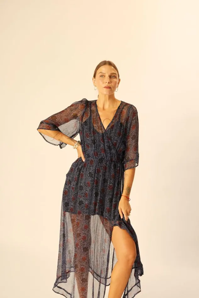 Dresses Shop Natalie Martin COCO MAXI Snowflake Steel Blue