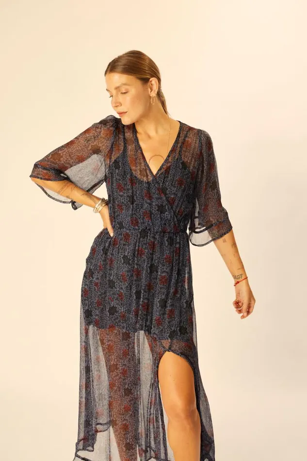 Dresses Shop Natalie Martin COCO MAXI Snowflake Steel Blue