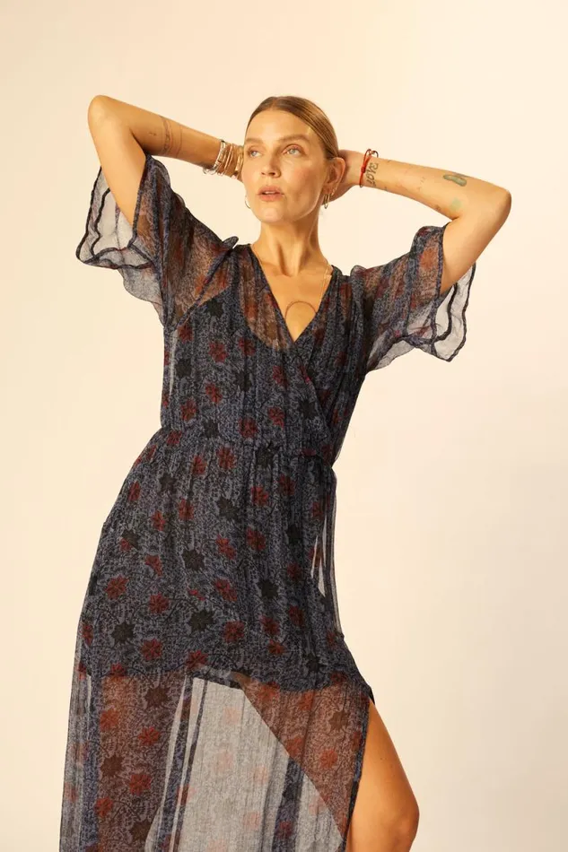 Dresses Shop Natalie Martin COCO MAXI Snowflake Steel Blue