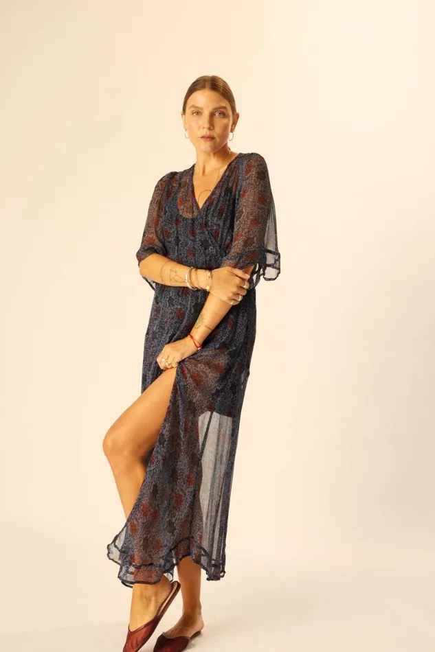 Dresses Shop Natalie Martin COCO MAXI Snowflake Steel Blue