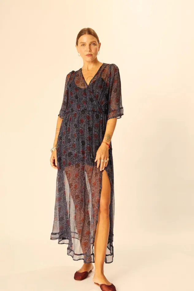 Dresses Shop Natalie Martin COCO MAXI Snowflake Steel Blue