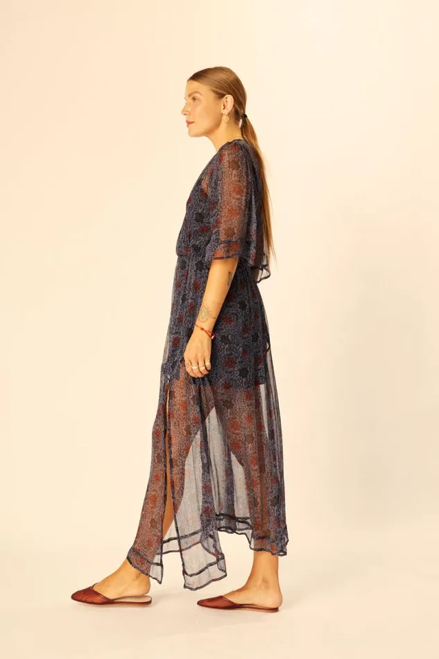 Dresses Shop Natalie Martin COCO MAXI Snowflake Steel Blue